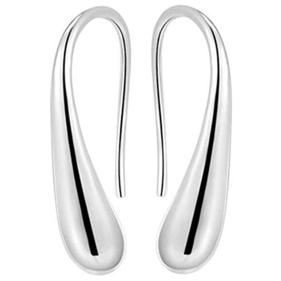 Sterling Silver Plated Dew Drop Hook Earrings - Picture 3 of 4